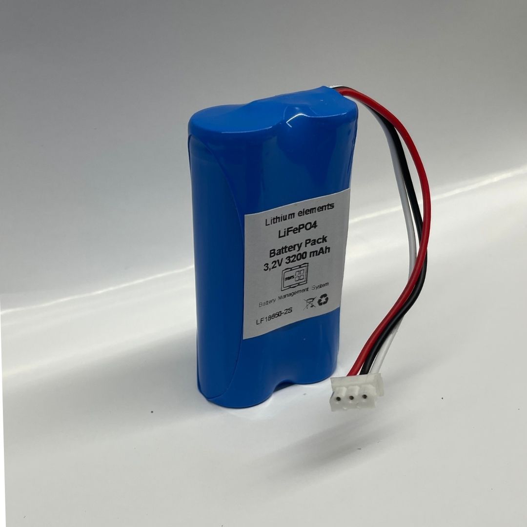 Battery Pack Lithium LiFePO4 6,4V 1600mAh Connessione Molex 5264-3 Akku Packs LFP-18650-2S1P,