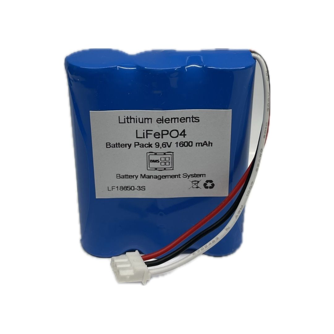 Battery Pack Lithium LiFePO4 9,6V 1600mAh Connessione Molex 5264-3 Akku Packs LFP-18650-3S1P