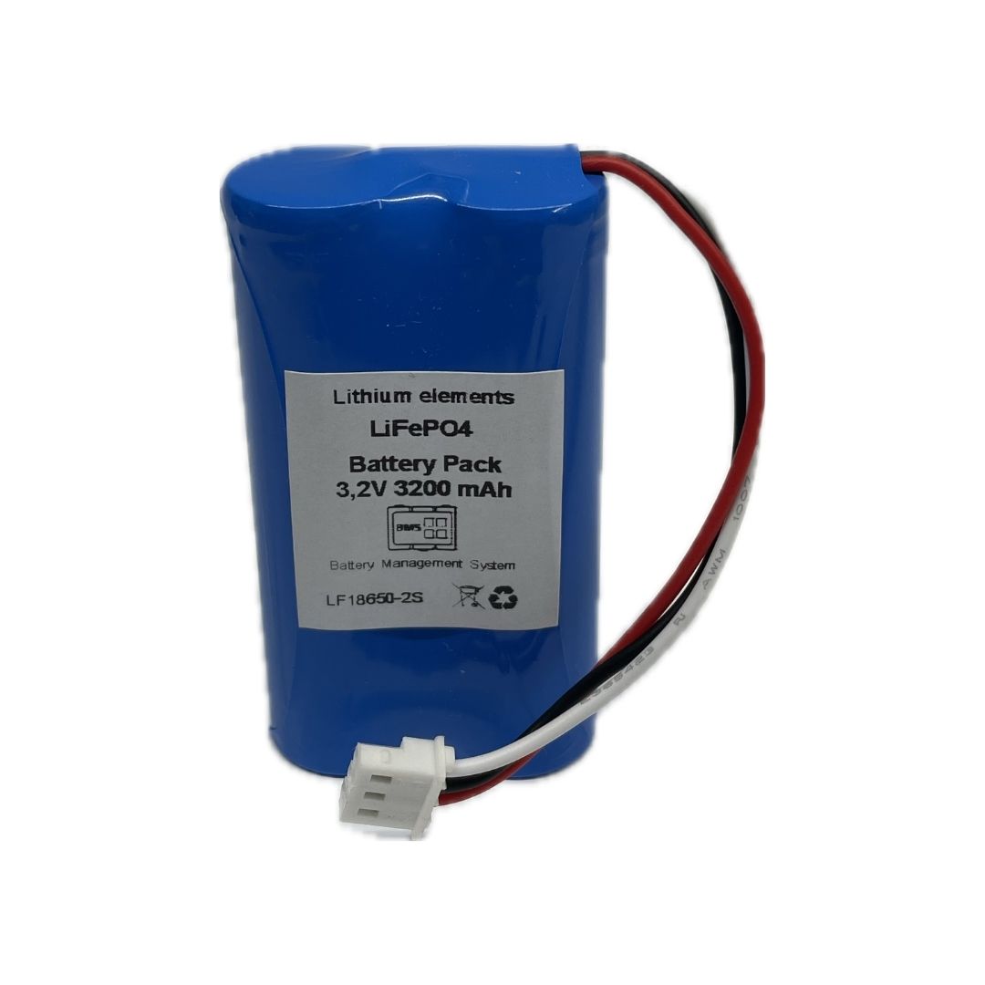 Battery Pack Lithium LiFePO4 3,2V 3200mAh Connessione Molex 5264-3 Akku Packs LFP-18650-2P